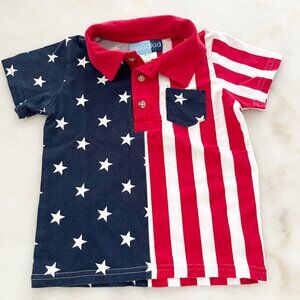 Good Lad Toddler Boy Patriotic Collared Polo Shirt Size 3T